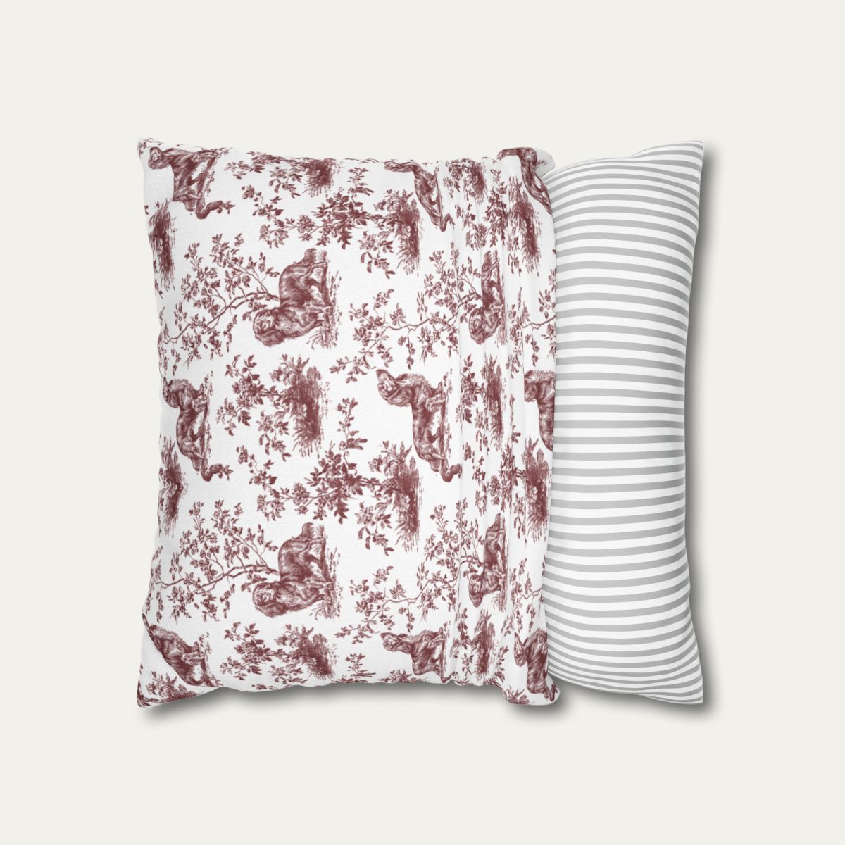 Dachshund Longhaired Burgundy French Toile Pillow