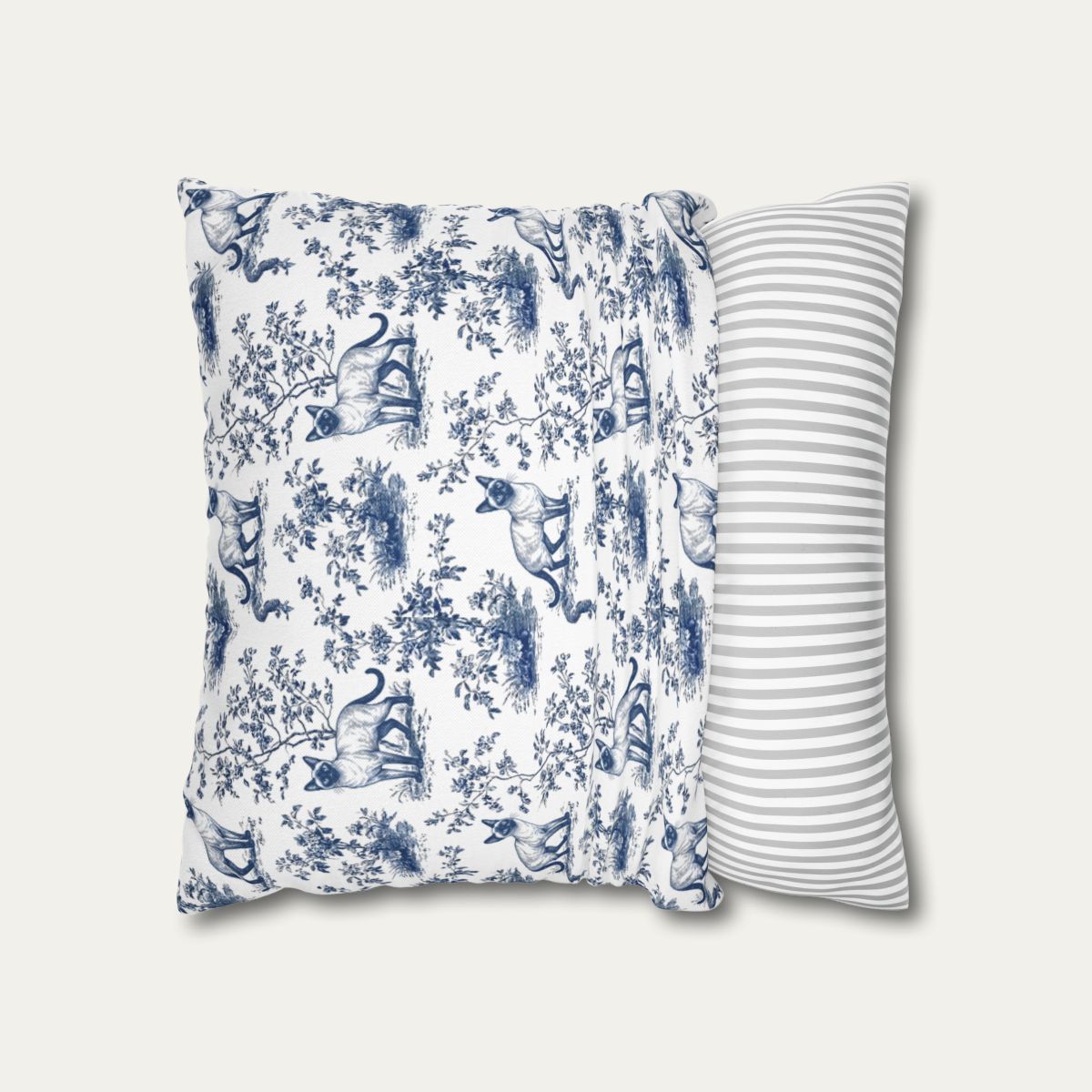 Siamese cat Blue French Toile Pillow
