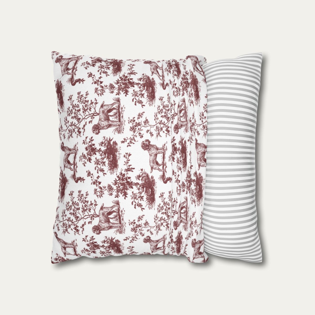 Wirehaired Pointing Griffon Burgundy French Toile Pillow