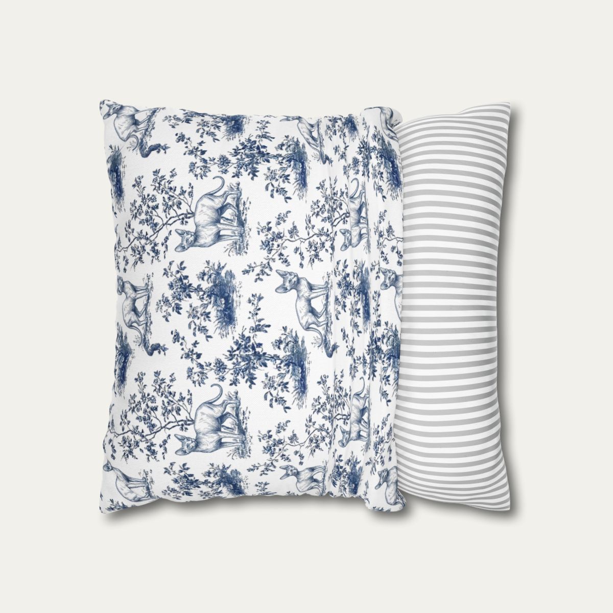 Sphynx Cat Blue French Toile Pillow