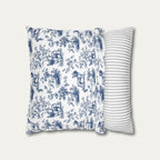 French Bulldog Blue French Toile Pillow