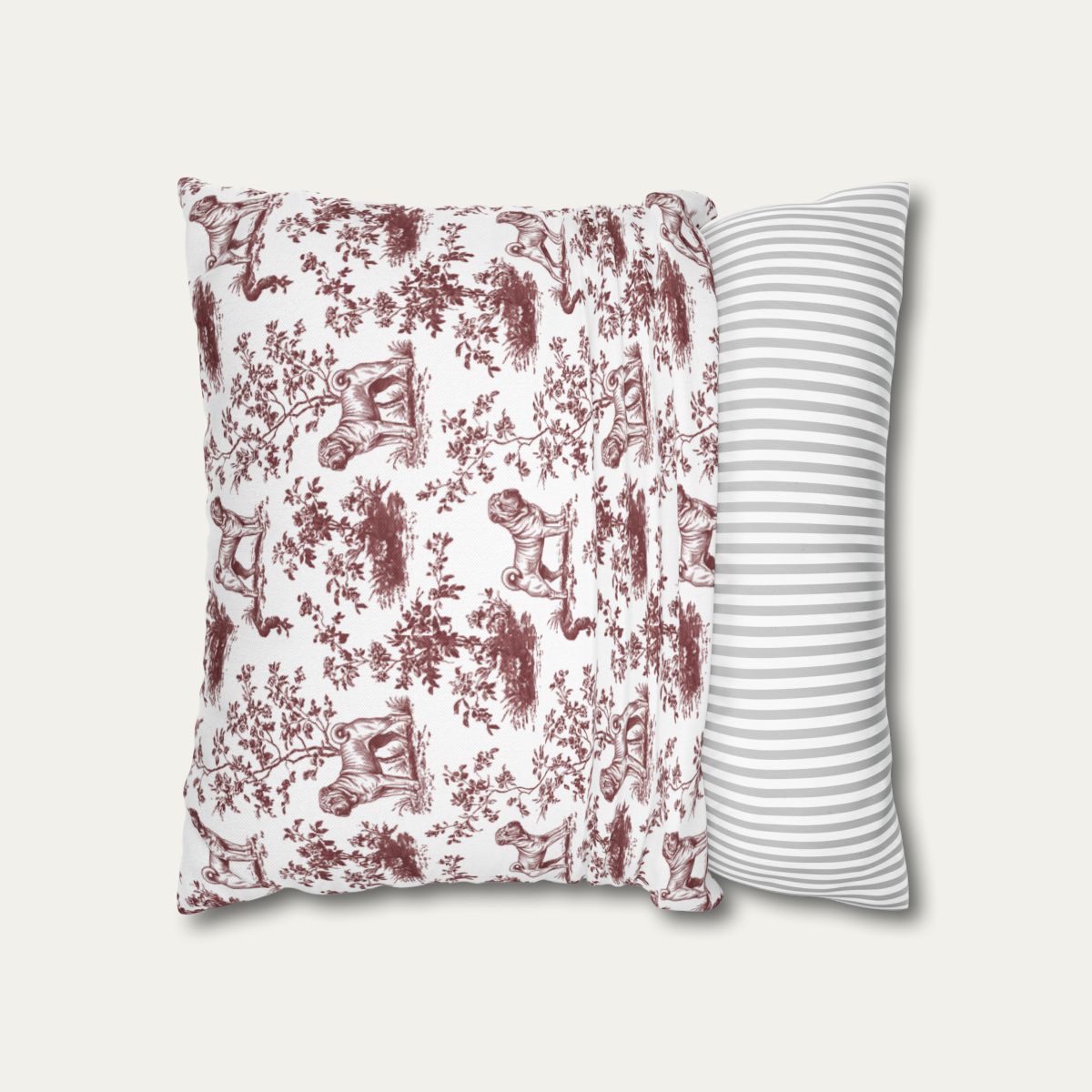 Shar Pei Burgundy French Toile Pillow