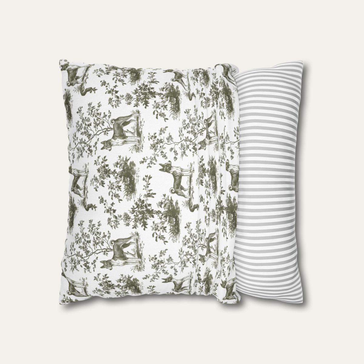 Basenji Sage Green French Toile Pillow