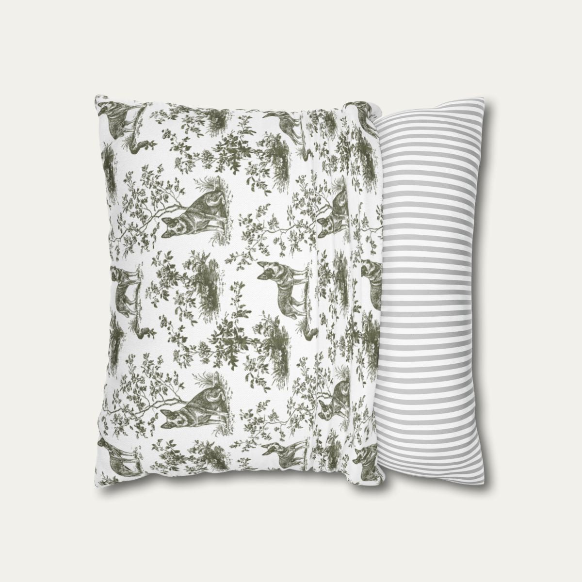 Australian Cattle Dog Sage Green French Toile Pillow