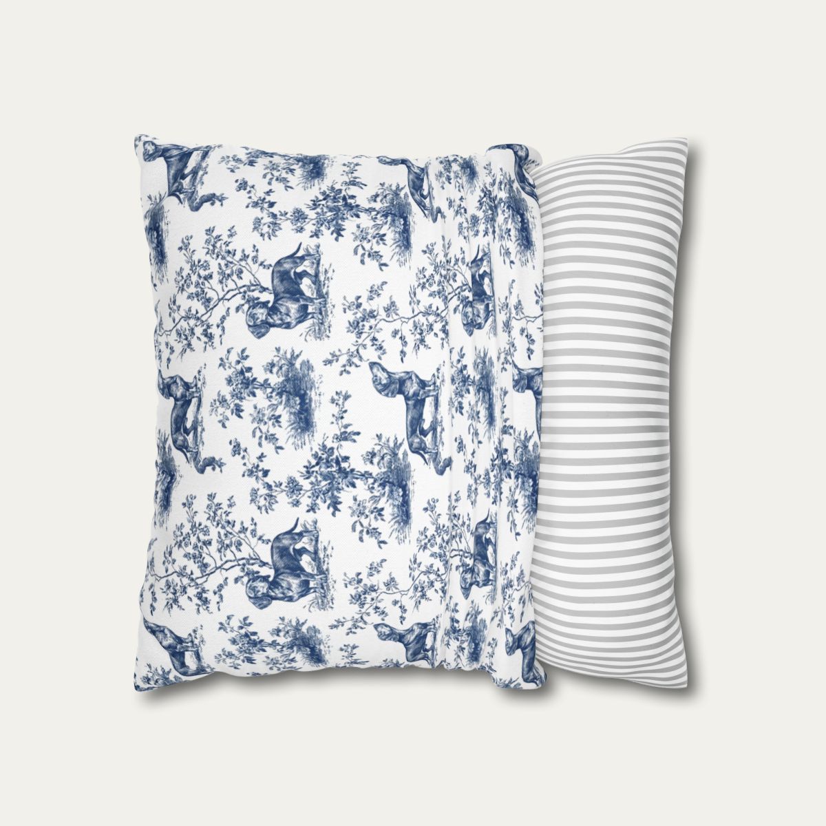 Dachshund Shorthaired Blue French Toile Pillow