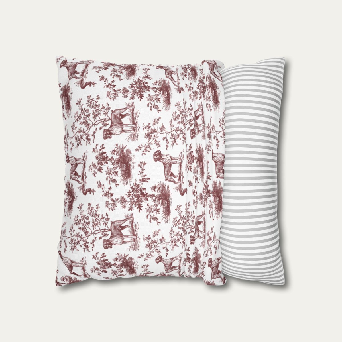 Boxer Burgundy French Toile Pillow