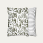 Chihuahua Longhaired Sage Green French Toile Pillow