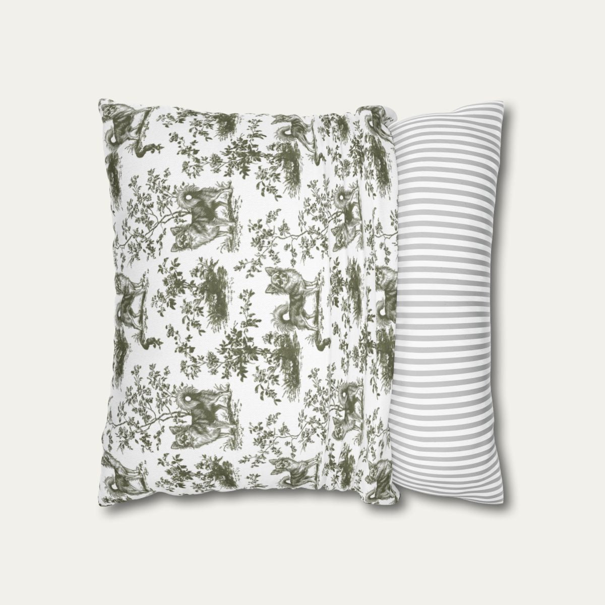 Chihuahua Longhaired Sage Green French Toile Pillow