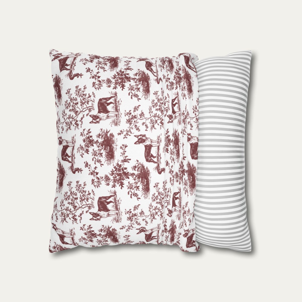 Boston Terrier Burgundy French Toile Pillow