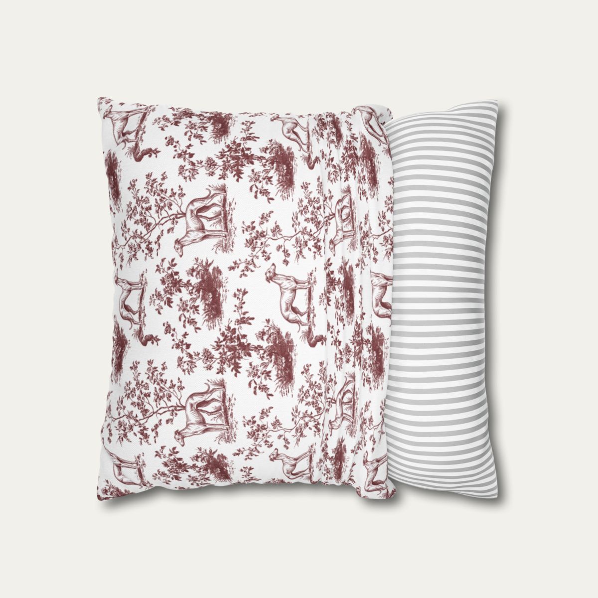 Whippet Burgundy French Toile Pillow