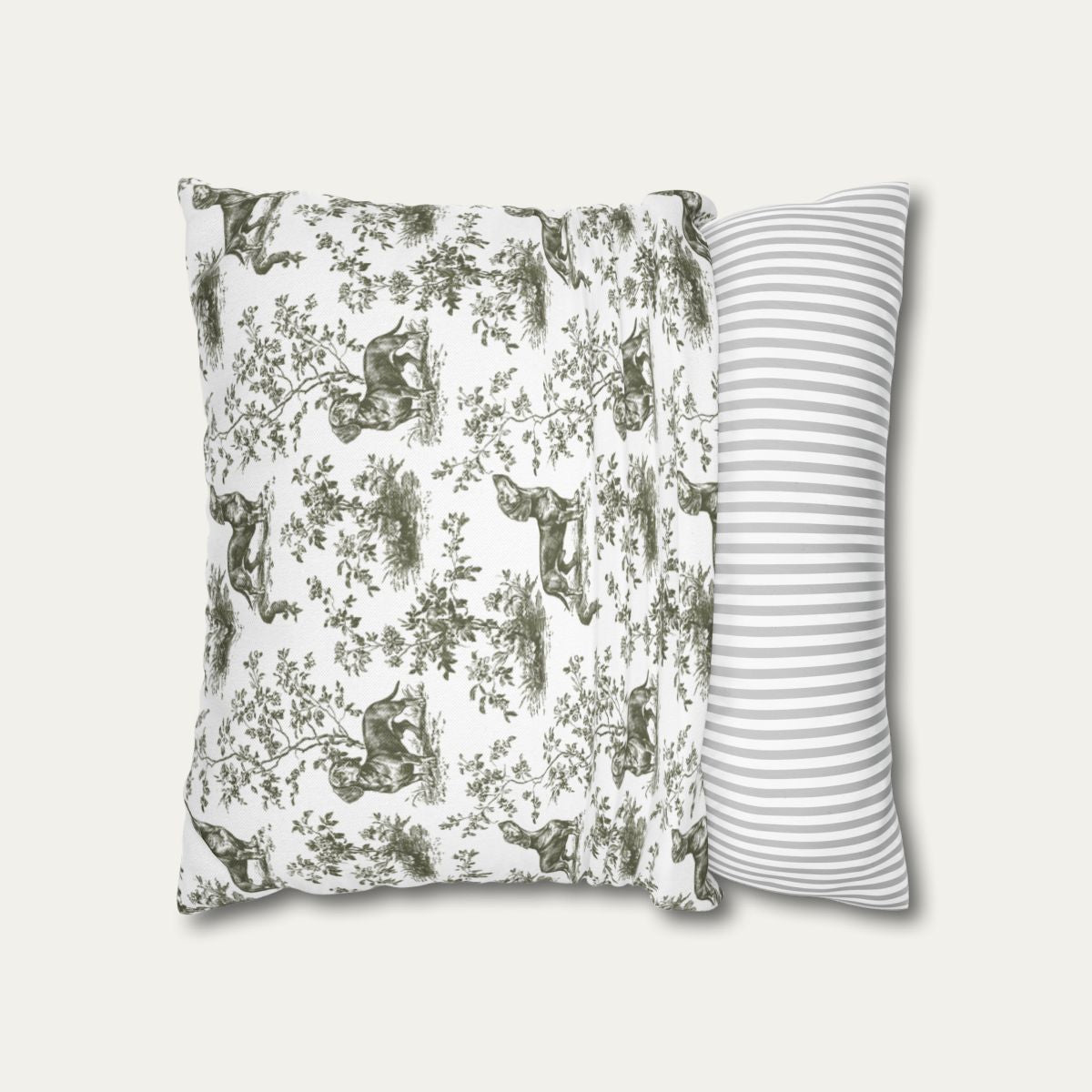 Dachshund Shorthaired Sage Green French Toile Pillow
