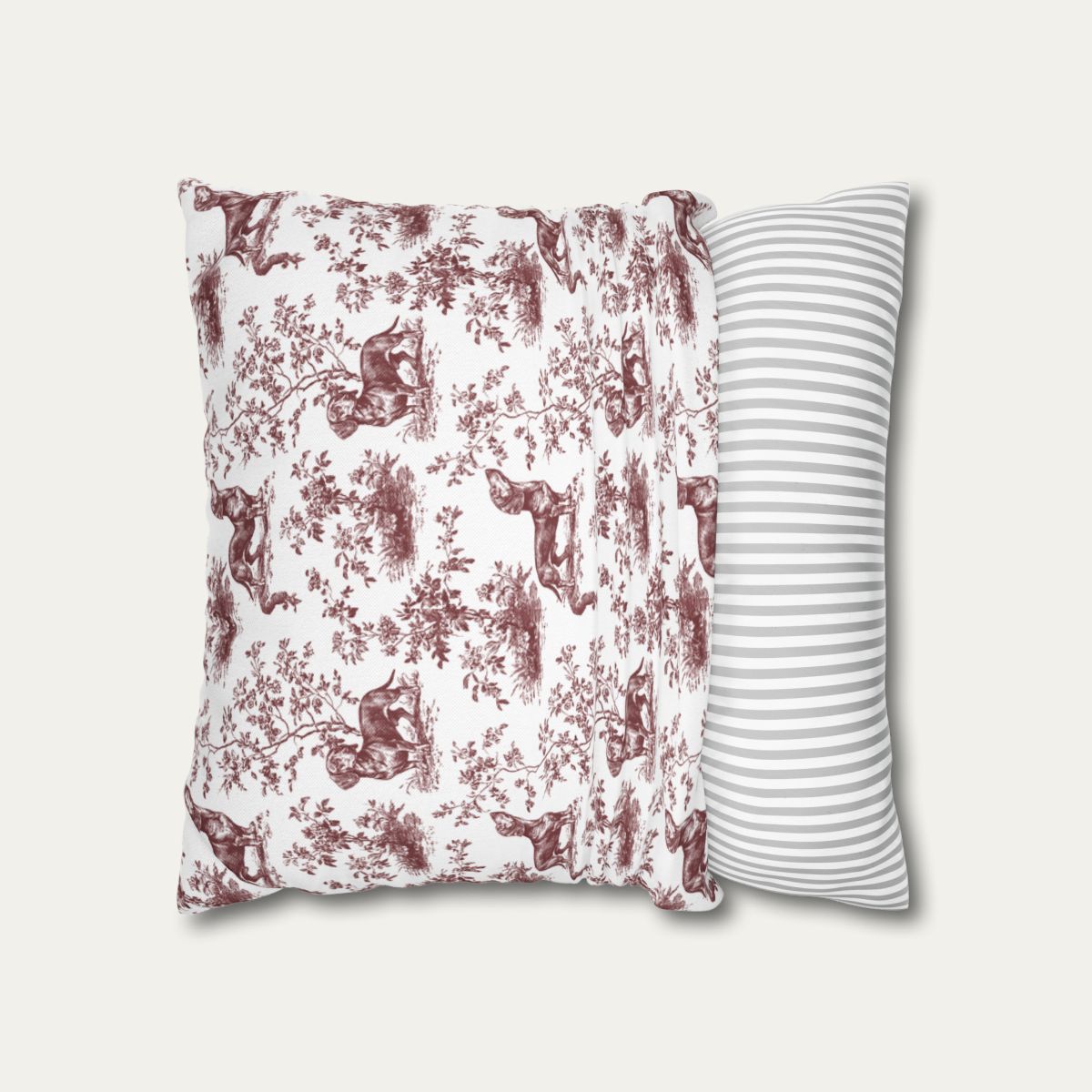 Dachshund Shorthaired Burgundy French Toile Pillow