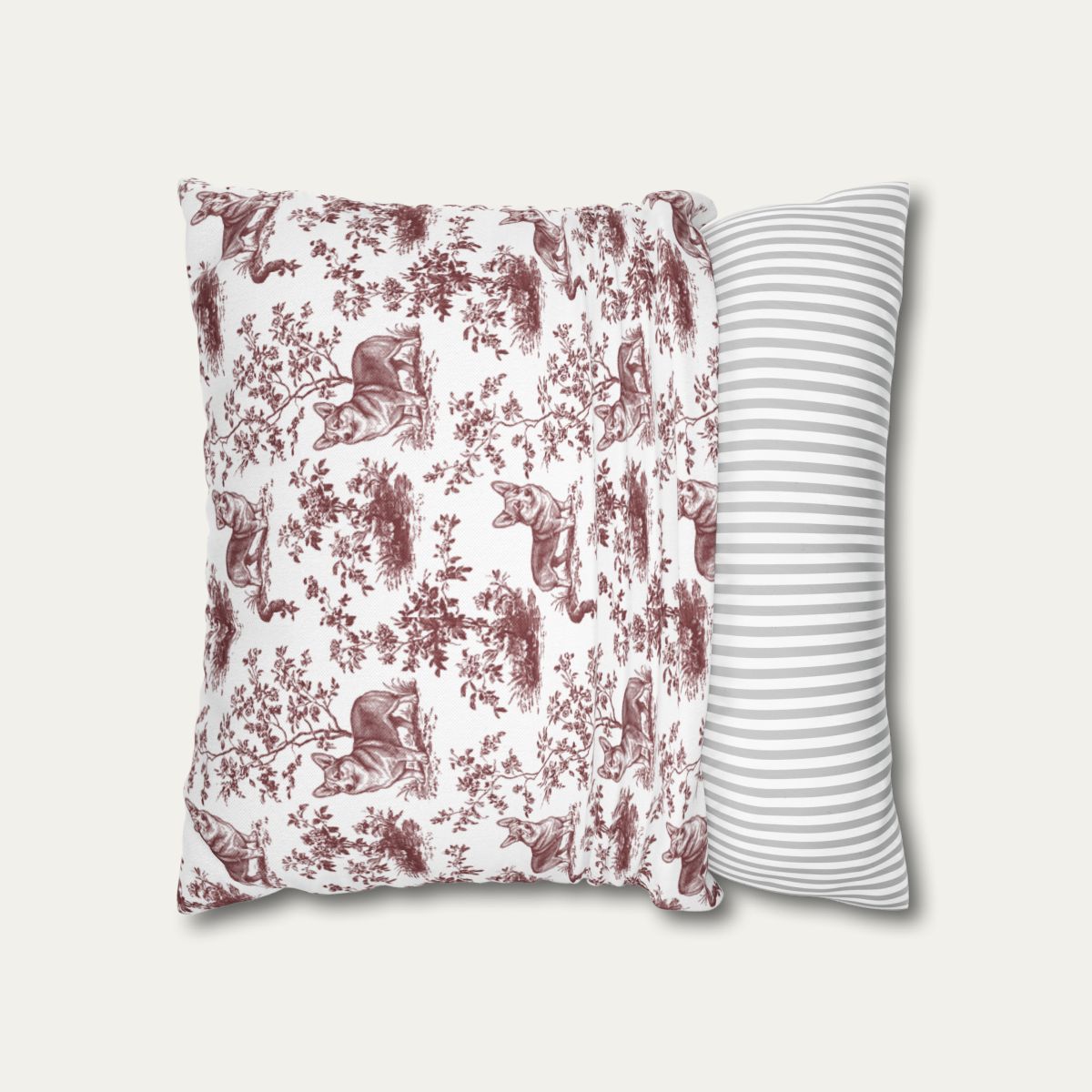 Corgi Burgundy French Toile Pillow