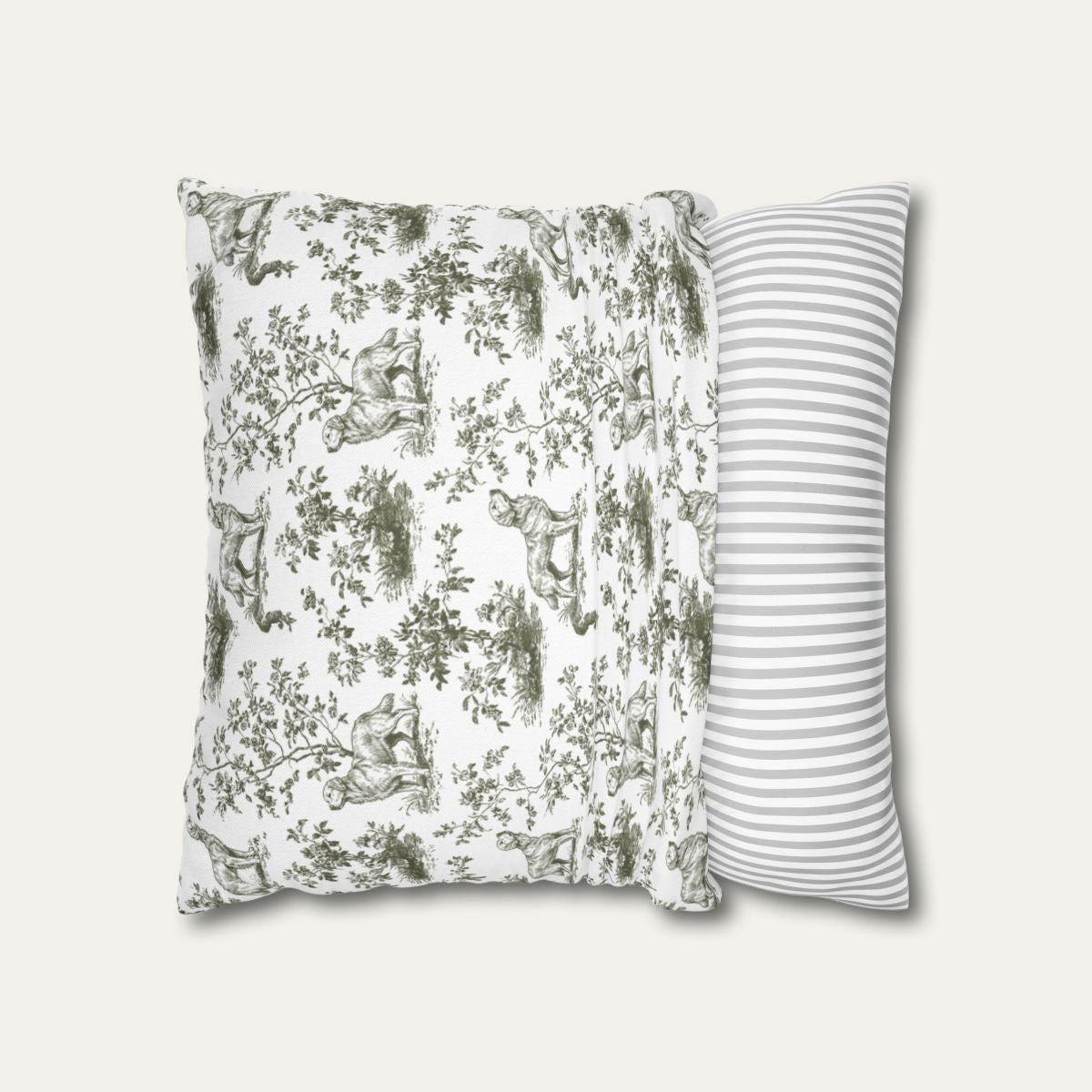Golden Retriever Sage Green French Toile Pillow