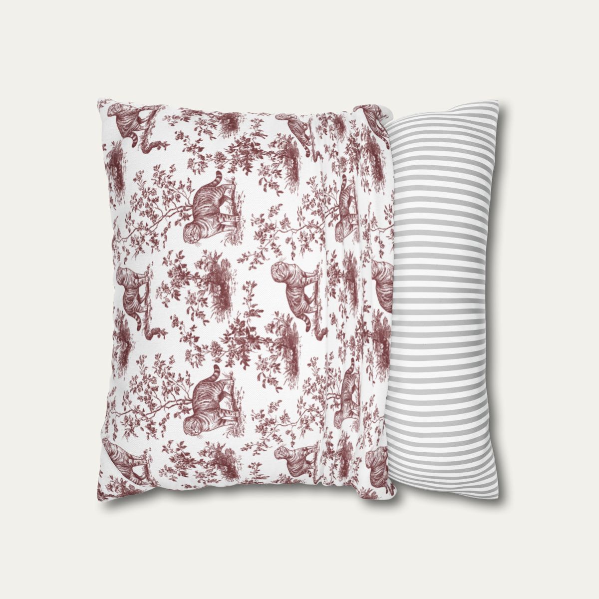 Scottish Fold Cat Burgundy French Toile Pillow