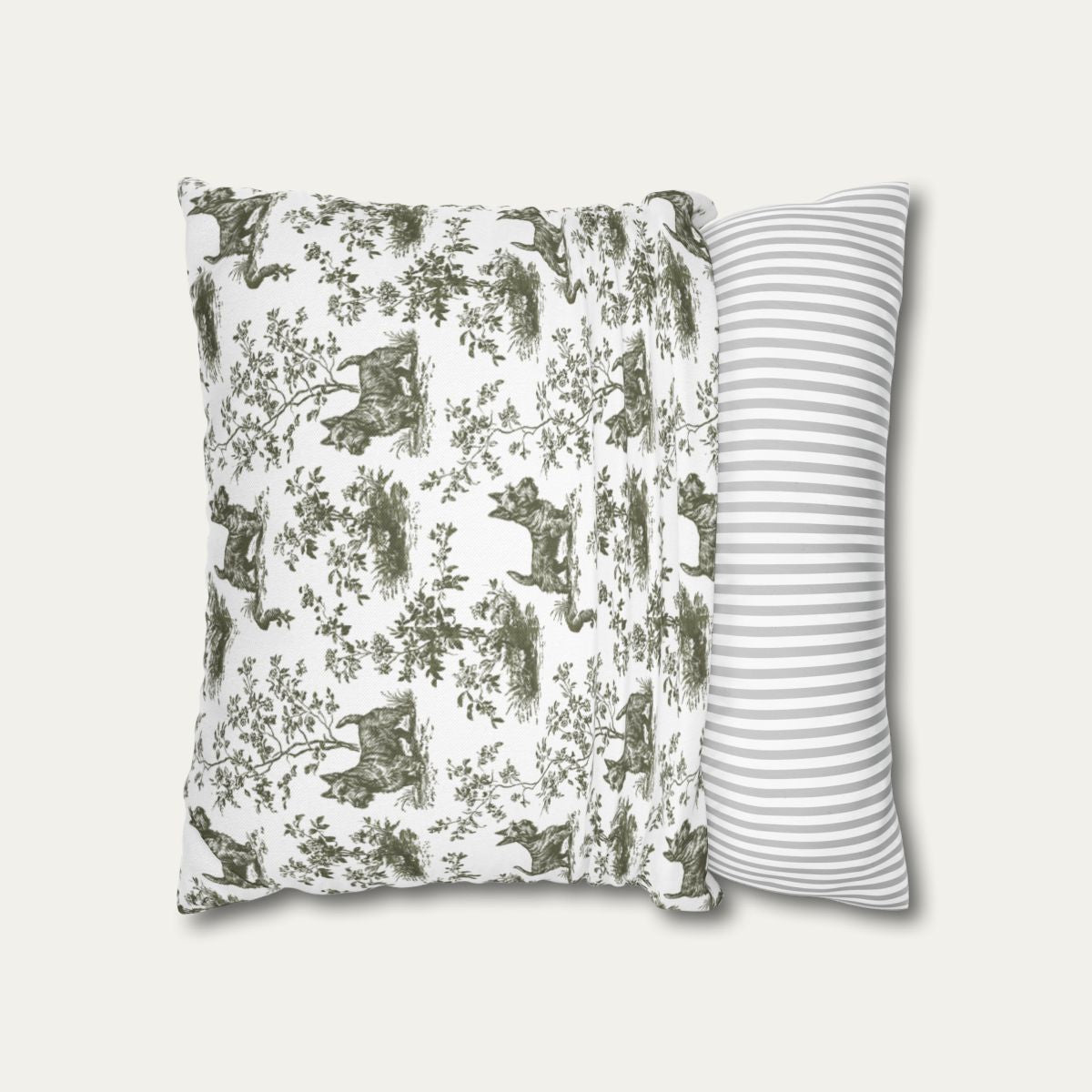 Scottish Terrier Sage Green French Toile Pillow
