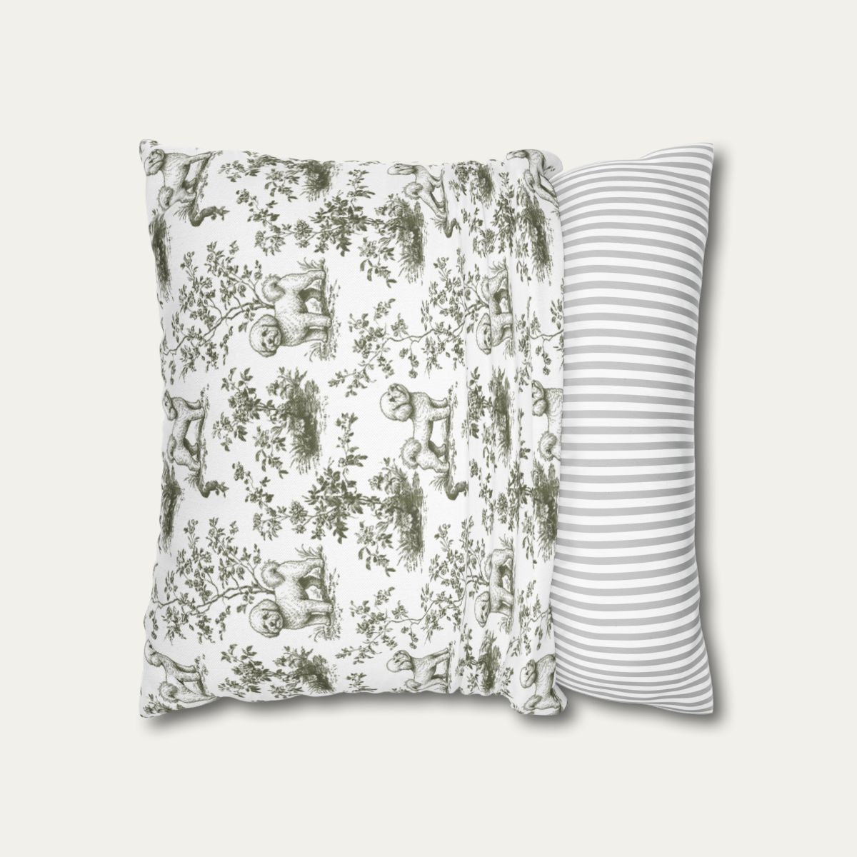 Bichon Frise Sage Green French Toile Pillow