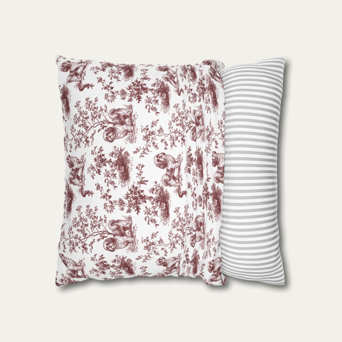 Shih tzu Burgundy French Toile Pillow