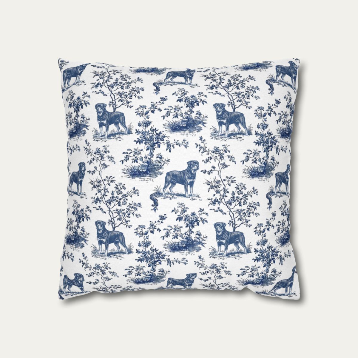 Rottweiler Blue French Toile Pillow