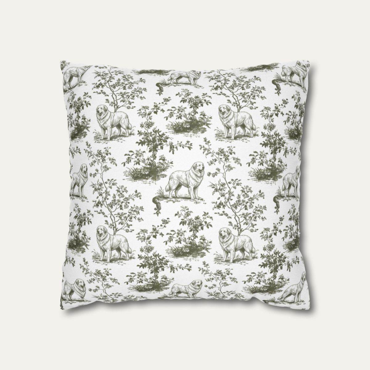 Great Pyrenees Sage Green French Toile Pillow