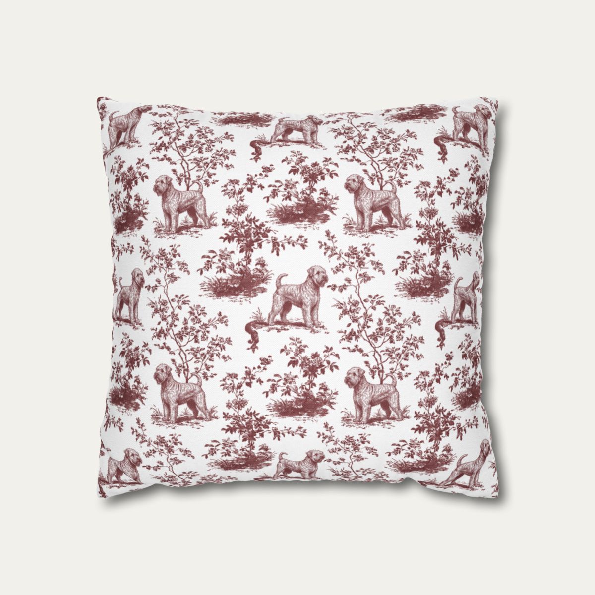 Wheaten Terrier Burgundy French Toile Pillow