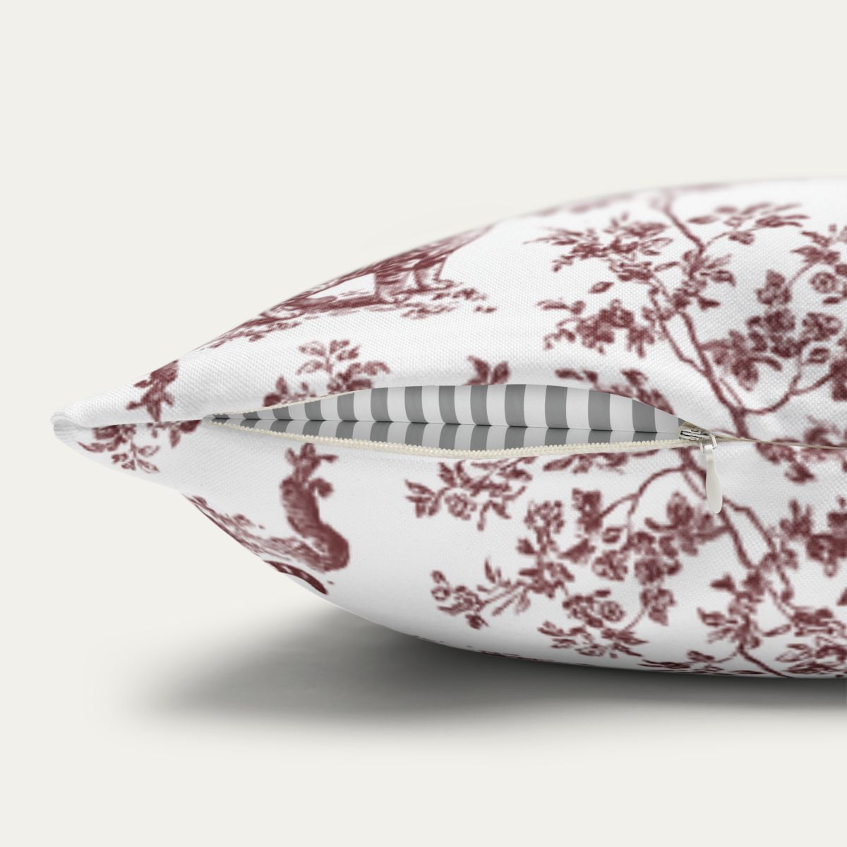 Tabby Cat Burgundy French Toile Pillow