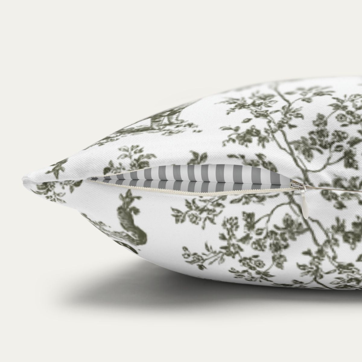 Tabby Cat Sage Green French Toile Pillow