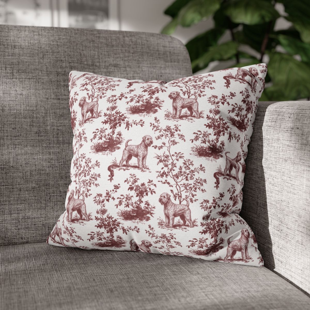 Wheaten Terrier Burgundy French Toile Pillow