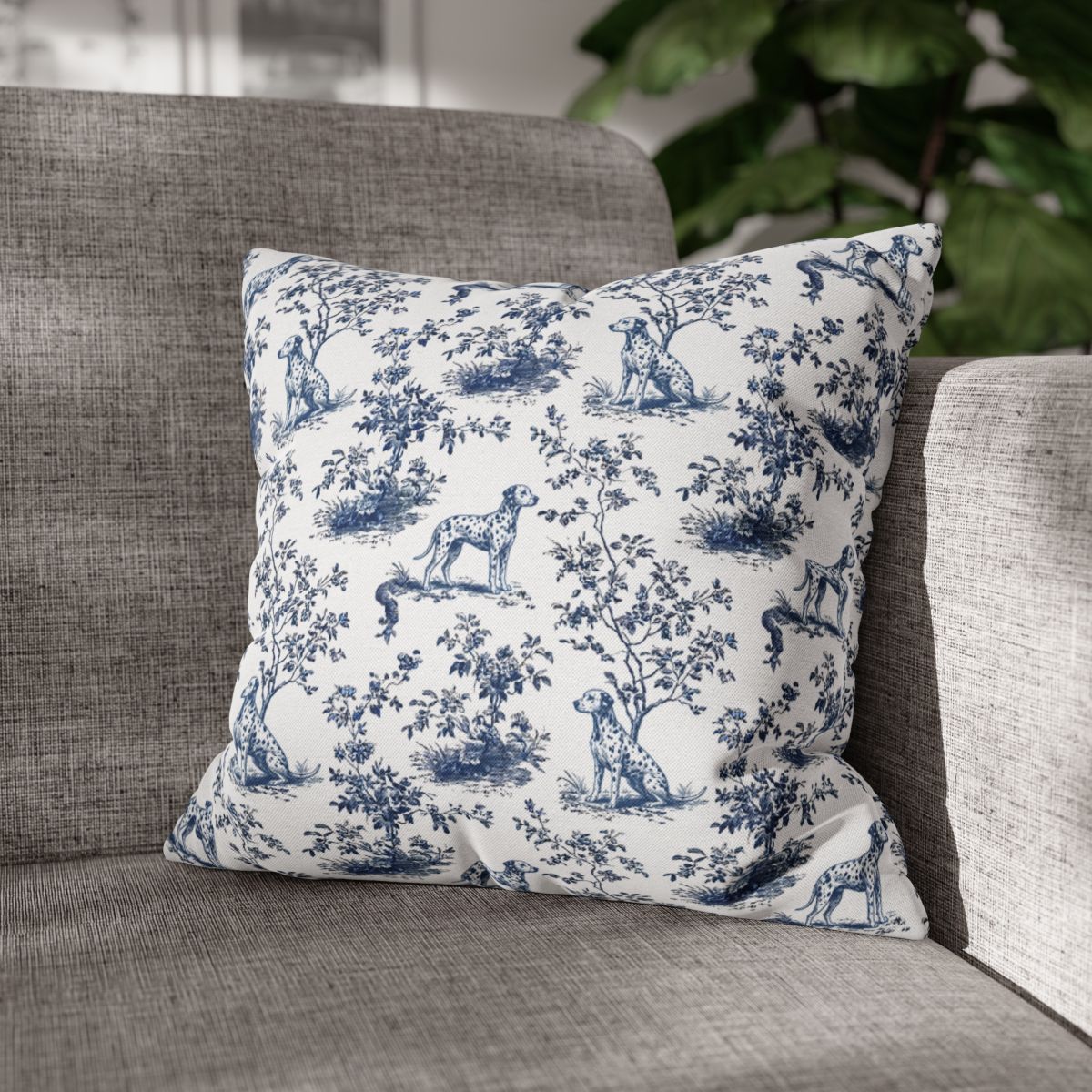 Dalmatian Blue French Toile Pillow