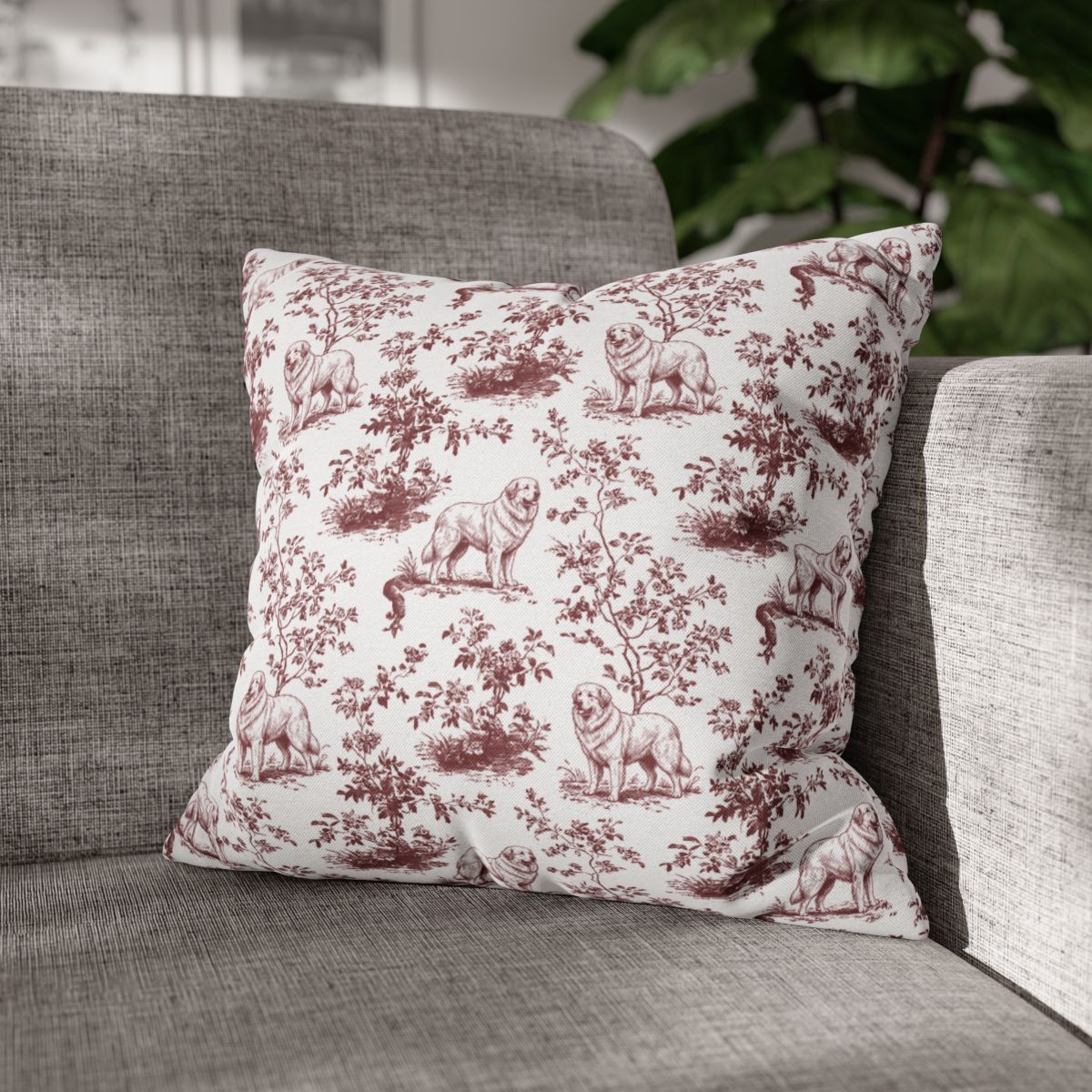 Great pyrenees Burgundy French Toile Pillow