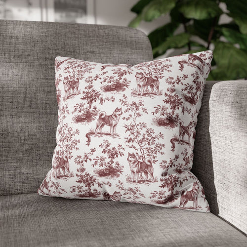 Akita Burgundy French Toile Pillow