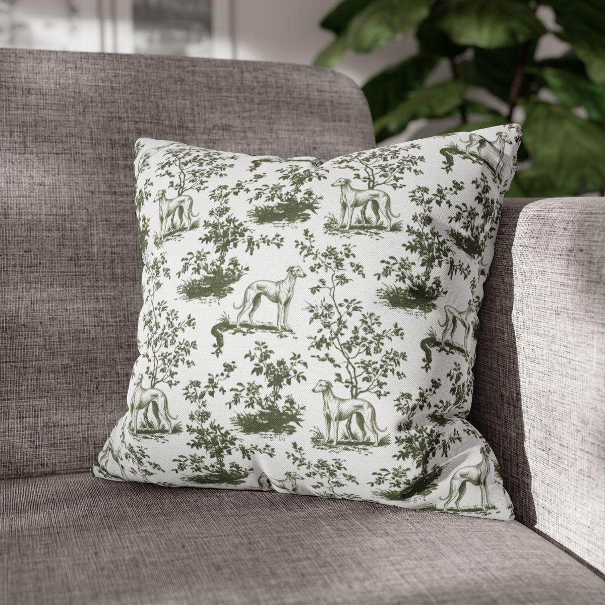 Sloughi Sage Green French Toile Pillow