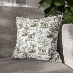 English Bulldog Sage Green French Toile Pillow