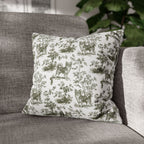 Chihuahua Longhaired Sage Green French Toile Pillow