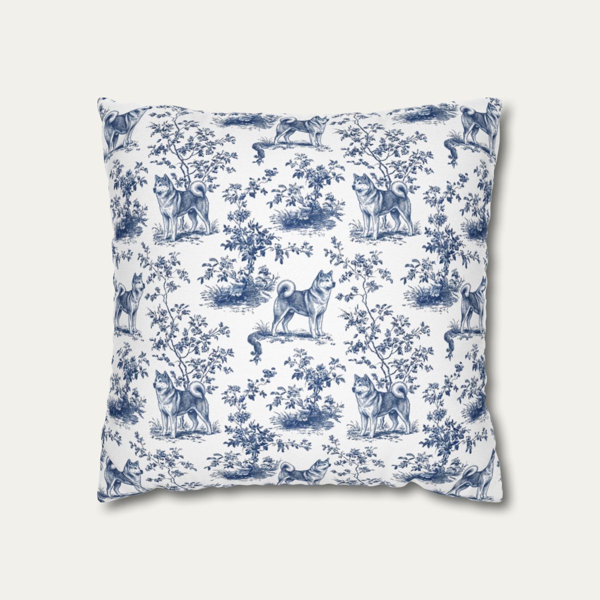 Akita Blue French Toile Pillow