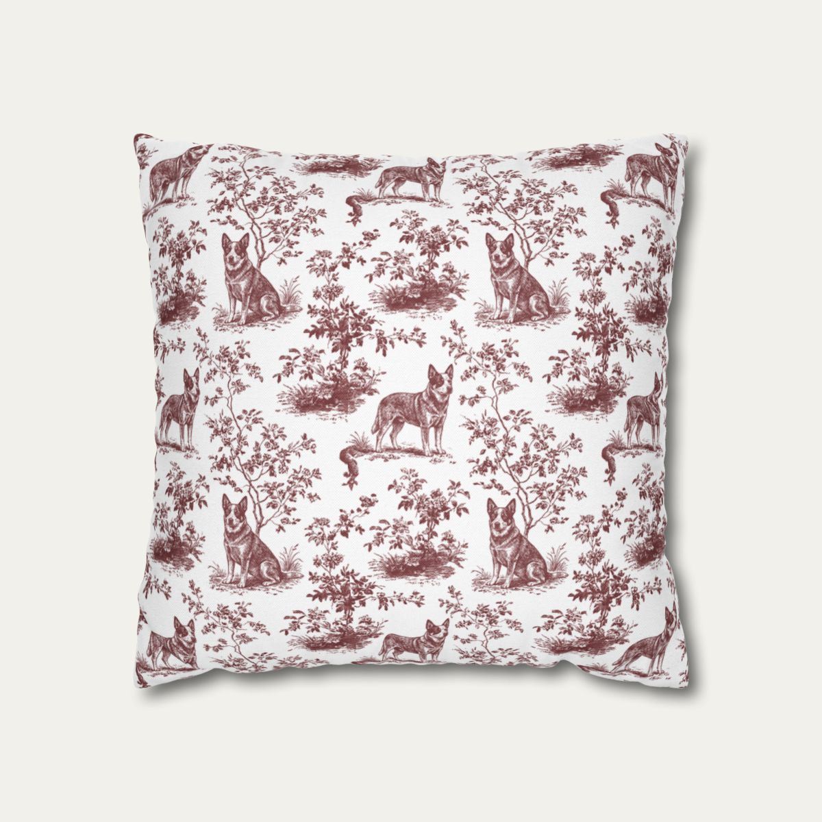 Australian Cattle Dog Burgundy French Toile Pillow