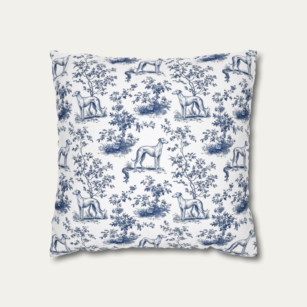 Whippet Blue French Toile Pillow