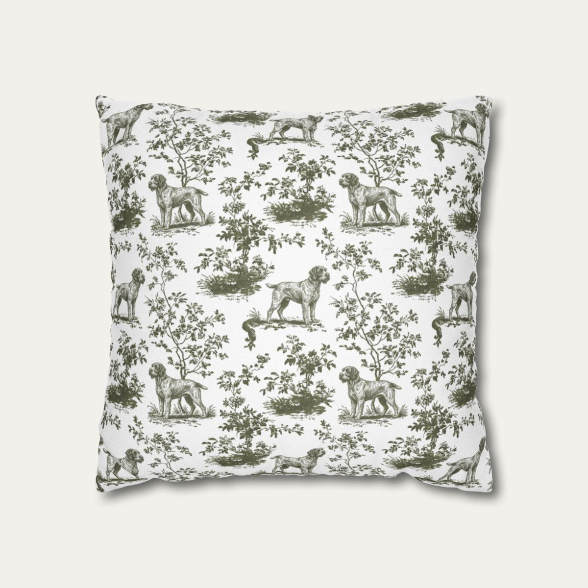Wirehaired Pointing Griffon Sage Green French Toile Pillow