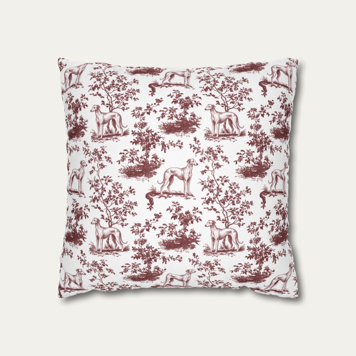 Sloughi Burgundy French Toile Pillow