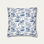 English Bulldog Blue French Toile Pillow