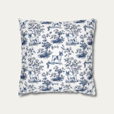 Toy Fox Terrier Blue French Toile Pillow