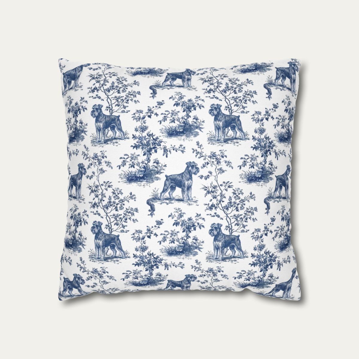 Schnauzer Blue French Toile Pillow