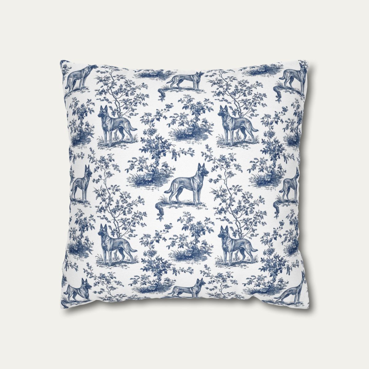 Belgian Malinois Blue French Toile Pillow