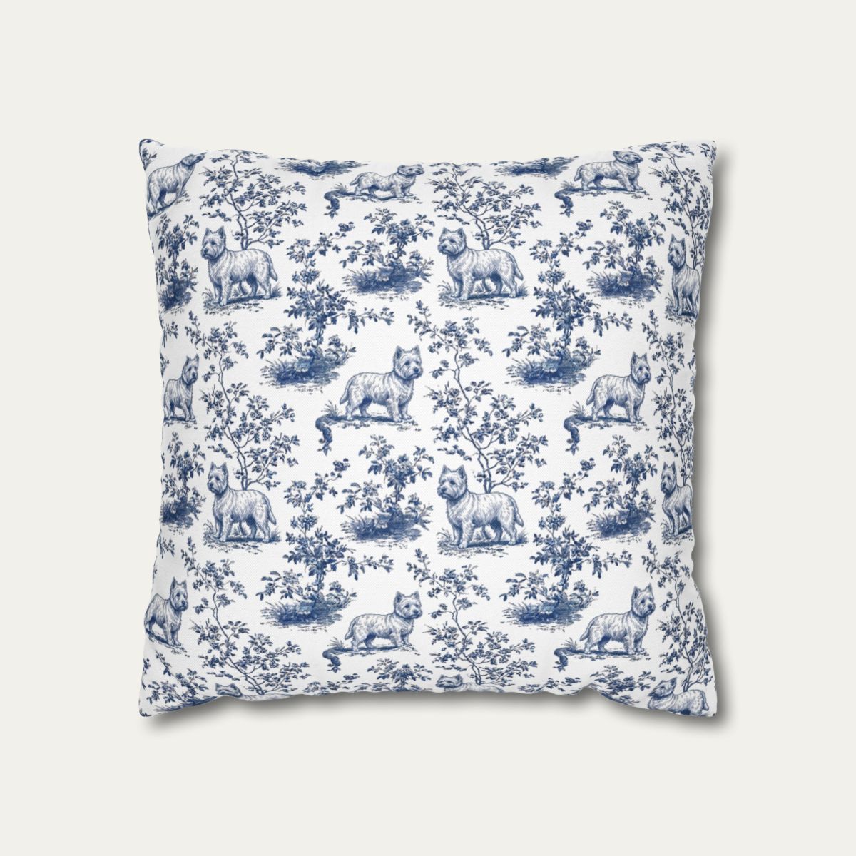 Westie Blue French Toile Pillow
