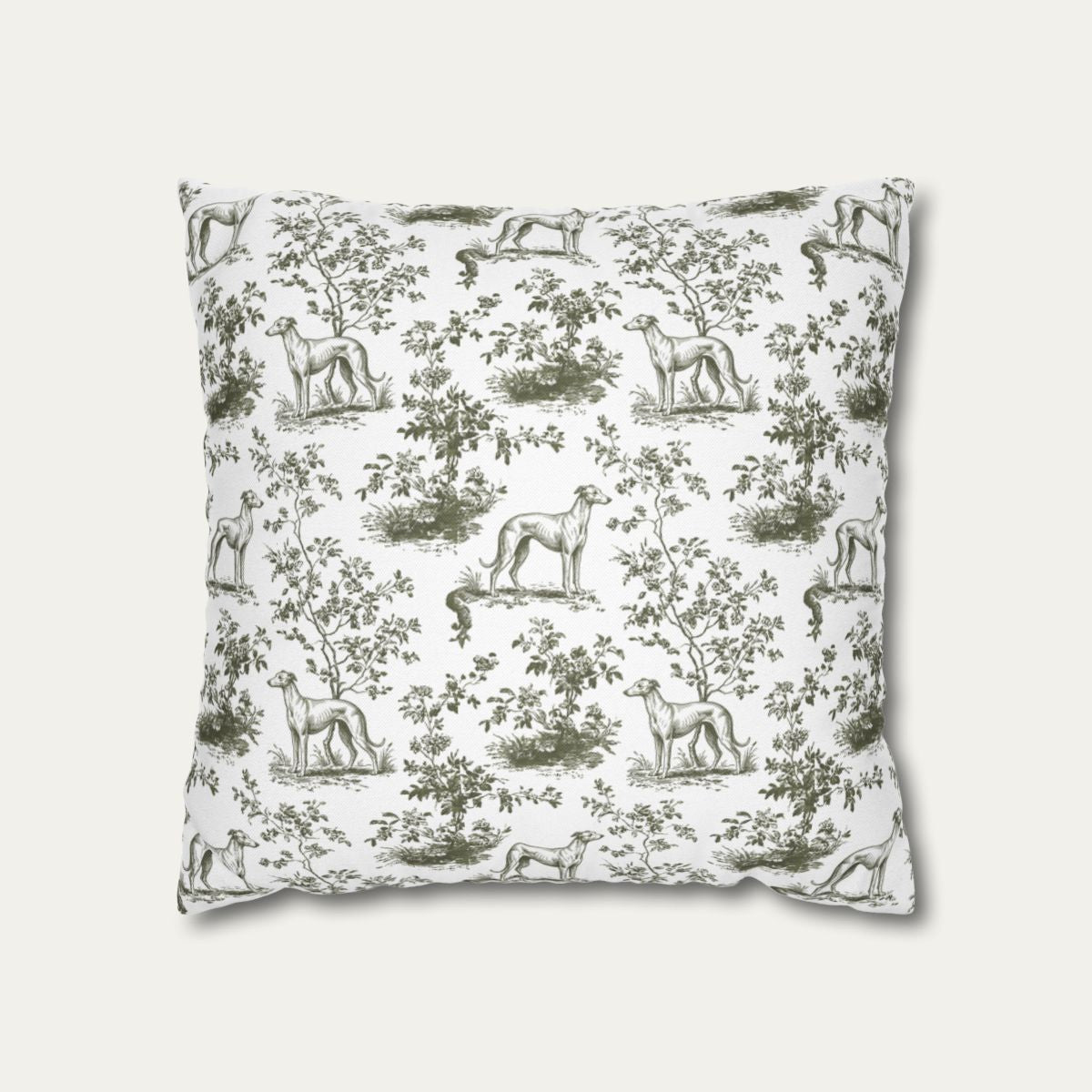 Greyhound Sage Green French Toile Pillow