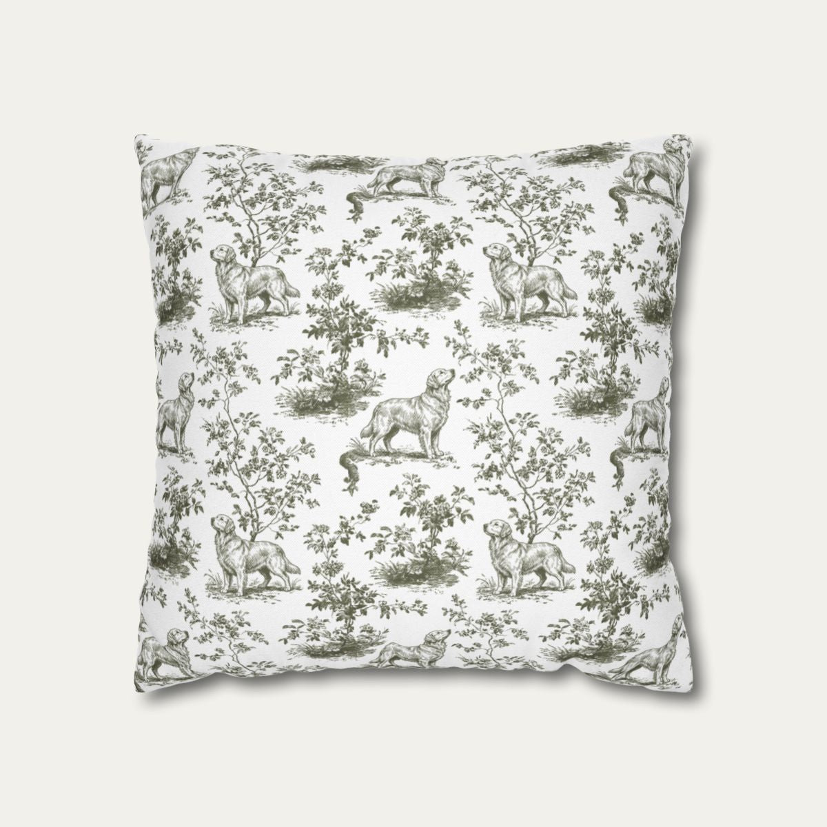 Golden Retriever Sage Green French Toile Pillow