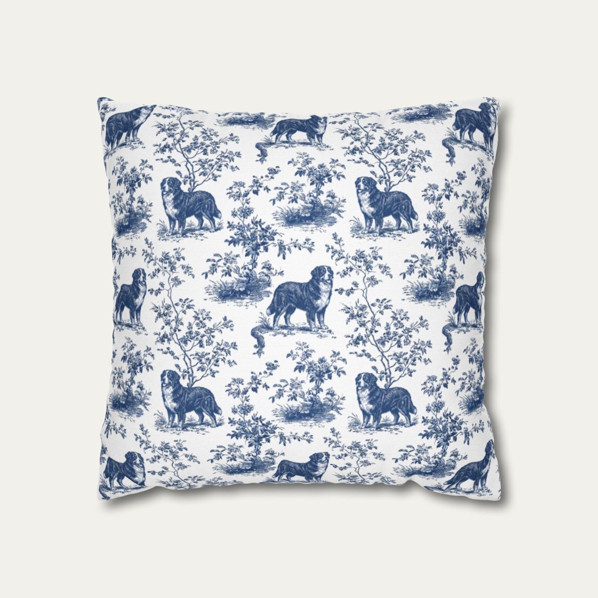 Bernese Mountain Blue French Toile Pillow