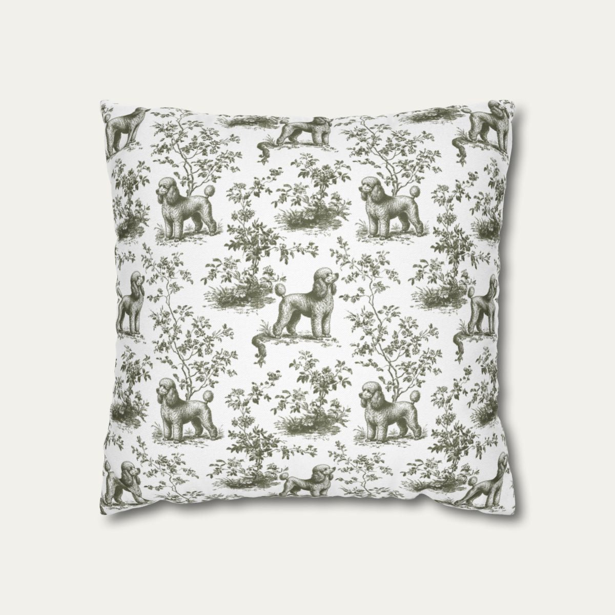 Poodle Sage Green French Toile Pillow