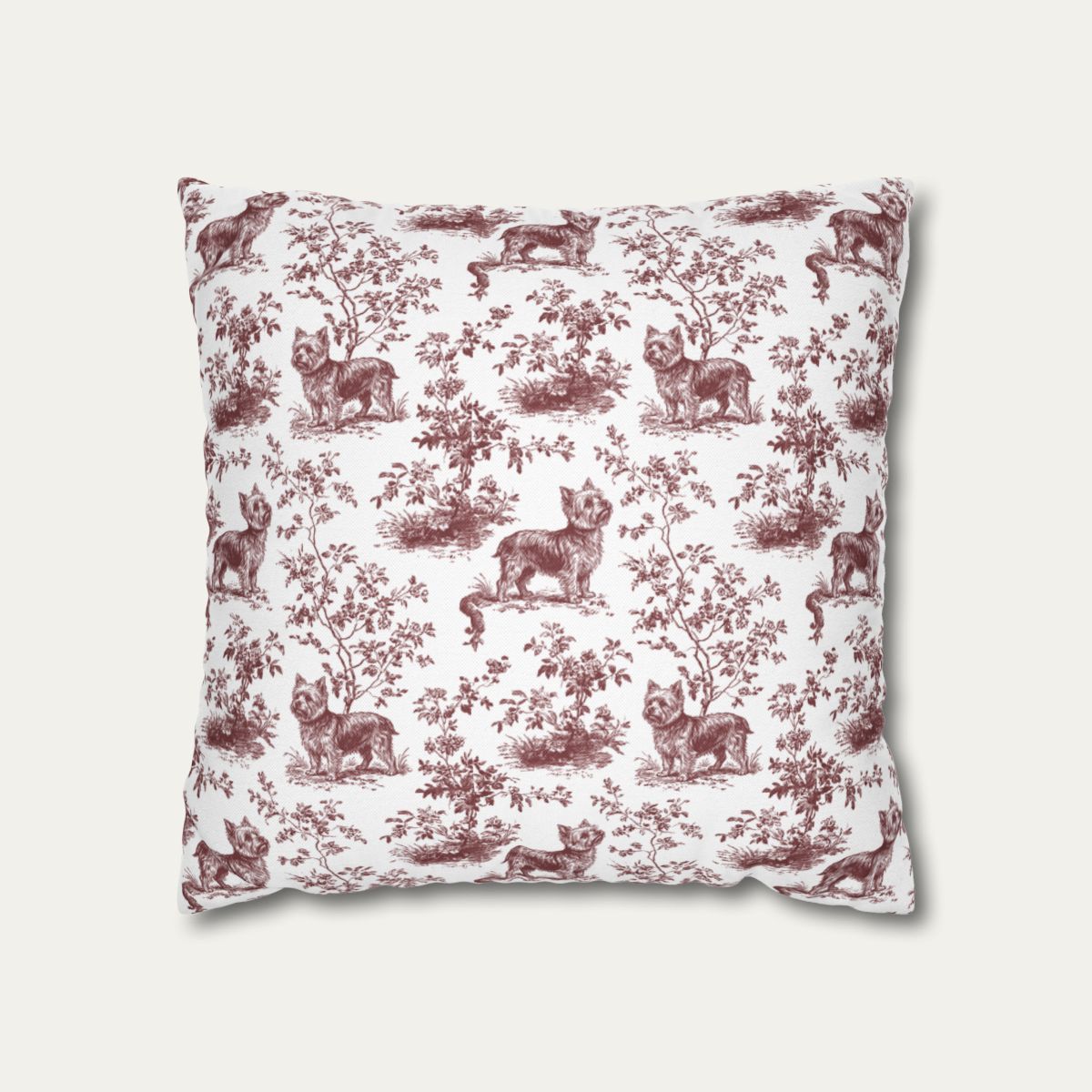 Yorkshire Terrier Burgundy French Toile Pillow