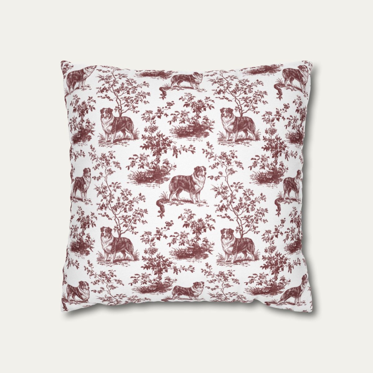 Australian Shepherd Burgundy French Toile Pillow